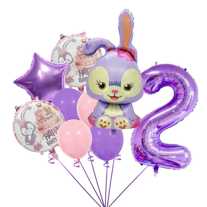 StellaLou Bunny Foil Balloon Birthday Party Decoration Set 8