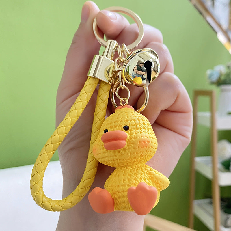 Resin Wool Animal Keychain Cute Charm with Braided Strap 7