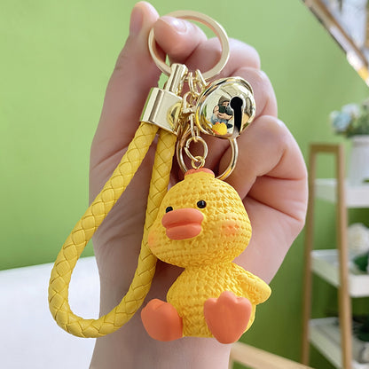 Resin Wool Animal Keychain Cute Charm with Braided Strap 7