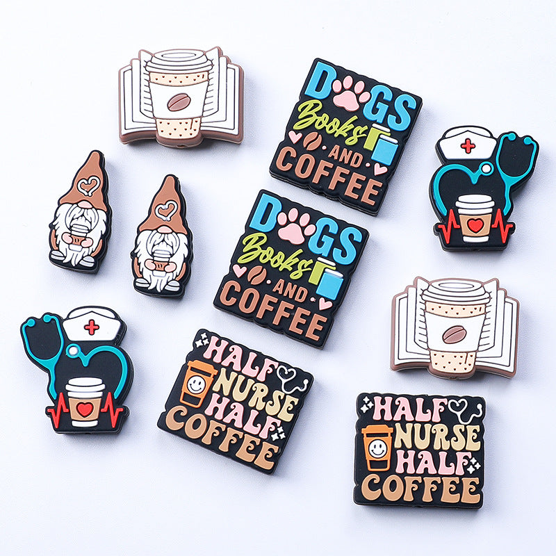 Silicone Focal Beads Coffee Stethoscope Gnome Holding Coffee Cup 3