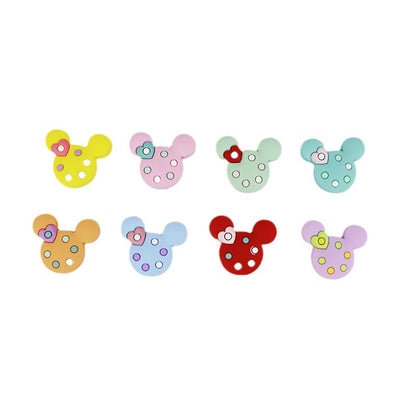 Silicone Focal Beads Round Ear Mouse Character with Polka Dot Detail 2