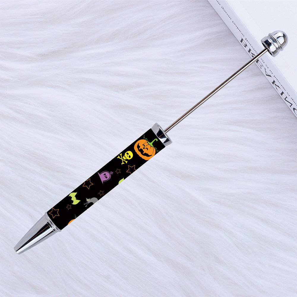 Halloween Beadable Pens Printed Pumpkin Ghost Spider Bat Design 8