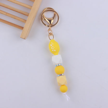 Cartoon Fruit Silicone Bead Keychain Food Charm Variety 15