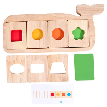 Wooden Whale Shape Sorter Montessori Toys for Toddlers