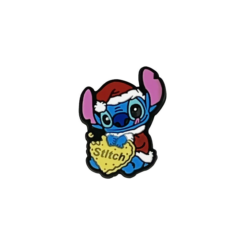 20Pcs Silicone 3D Focal Beads Christmas Blue Alien Character Large Ears Santa Theme 13