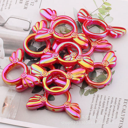 2Pcs 25x46mm Sakura Angel Wings Acrylic Beads UV Finish Color Plated 23