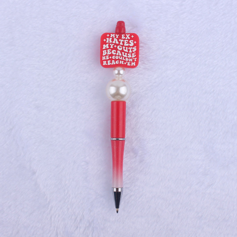 Cartoon Pattern Silicone Beaded Pens Ballpoint Pen DIY Craft Supplies 11