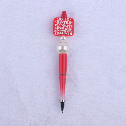 Cartoon Pattern Silicone Beaded Pens Ballpoint Pen DIY Craft Supplies 11