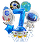 Space Theme Astronaut Rocket Spaceship Foil Balloon Set 10