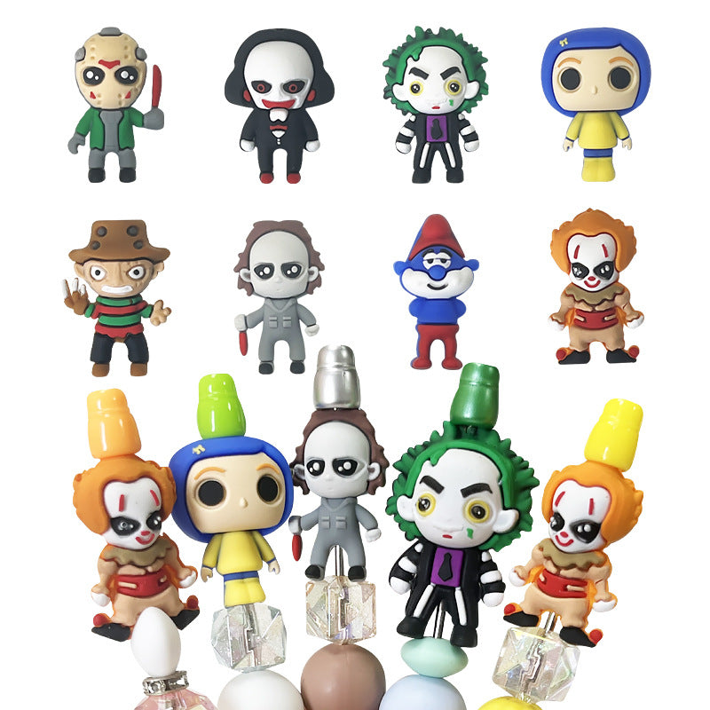 20Pcs Silicone 3D Focal Beads Halloween Cartoon Characters Front Facing 4