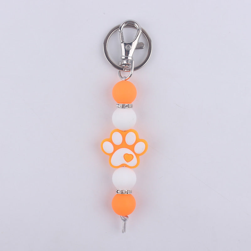 Cartoon Dog Claw Silicone Bead Keychain Charm with Lobster Clasp 9