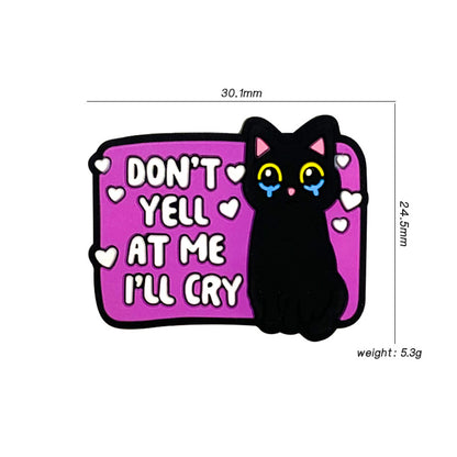 20Pcs Silicone Focal Beads Tearing Kitten Black with Printed Text 3