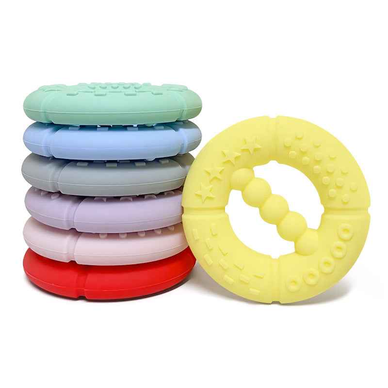 Silicone Baby Teething Ring Hand Grasping Teether Toy 4