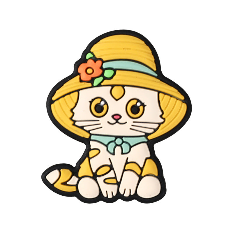 Silicone Focal Beads Round Ear Cat Wearing Hat Accessories 4