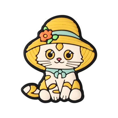 Silicone Focal Beads Round Ear Cat Wearing Hat Accessories 4