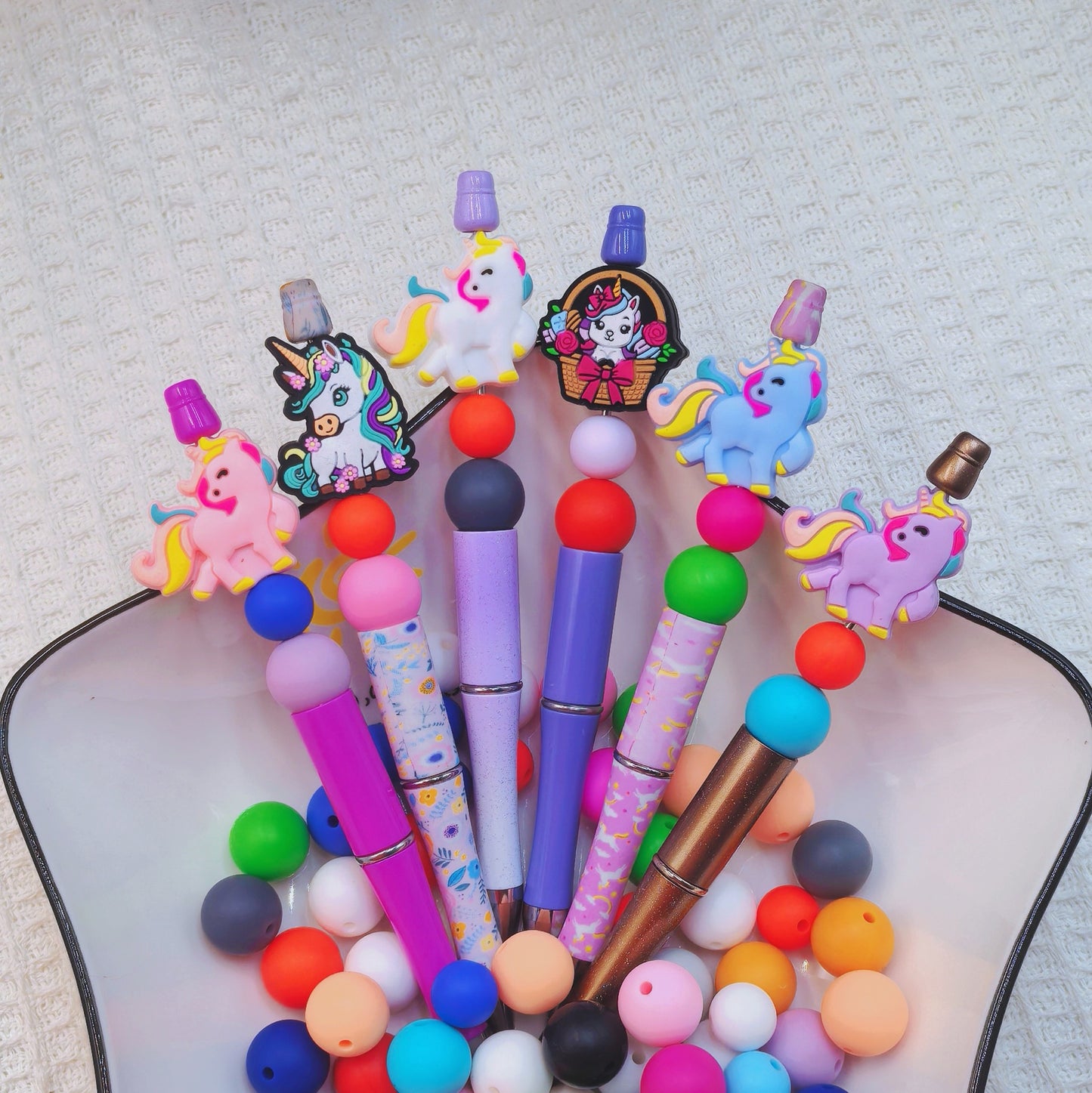 20Pcs Silicone Focal Beads Colorful Unicorn Sitting Pose 2