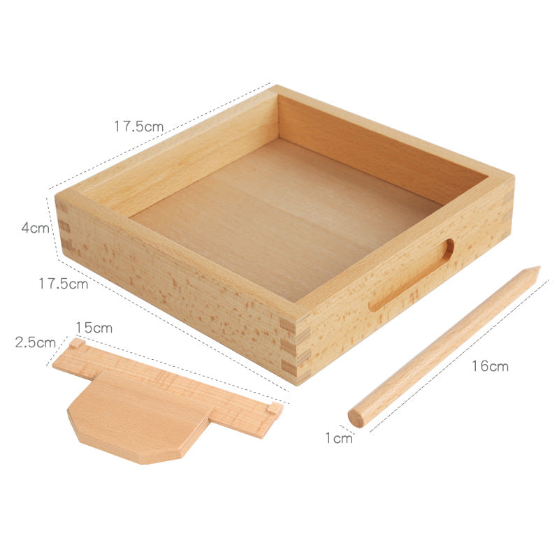 Wooden Sandbox Montessori Toy for Kids 18 x 18 x 4cm 2