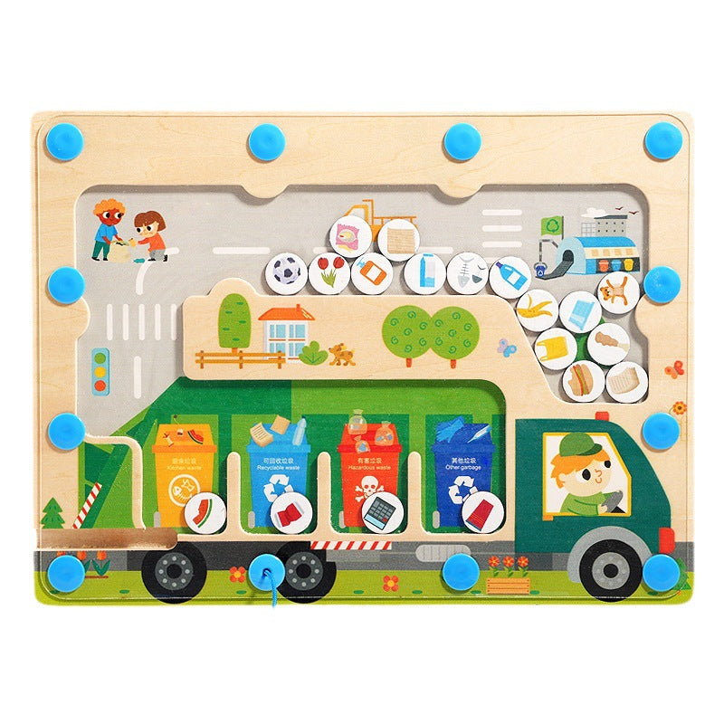 Wooden Magnetic Waste Sorting Montessori Toys Educational for Kids 3