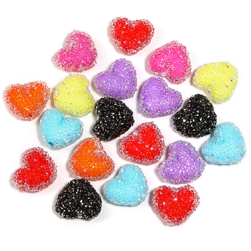 20pcs 20mm Rhinestone Heart Acrylic Beads for Jewelry Making