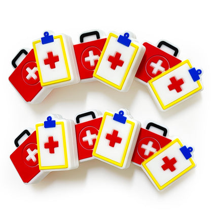 20Pcs Silicone Focal Beads First Aid Kit Clipboard and Medical Bag