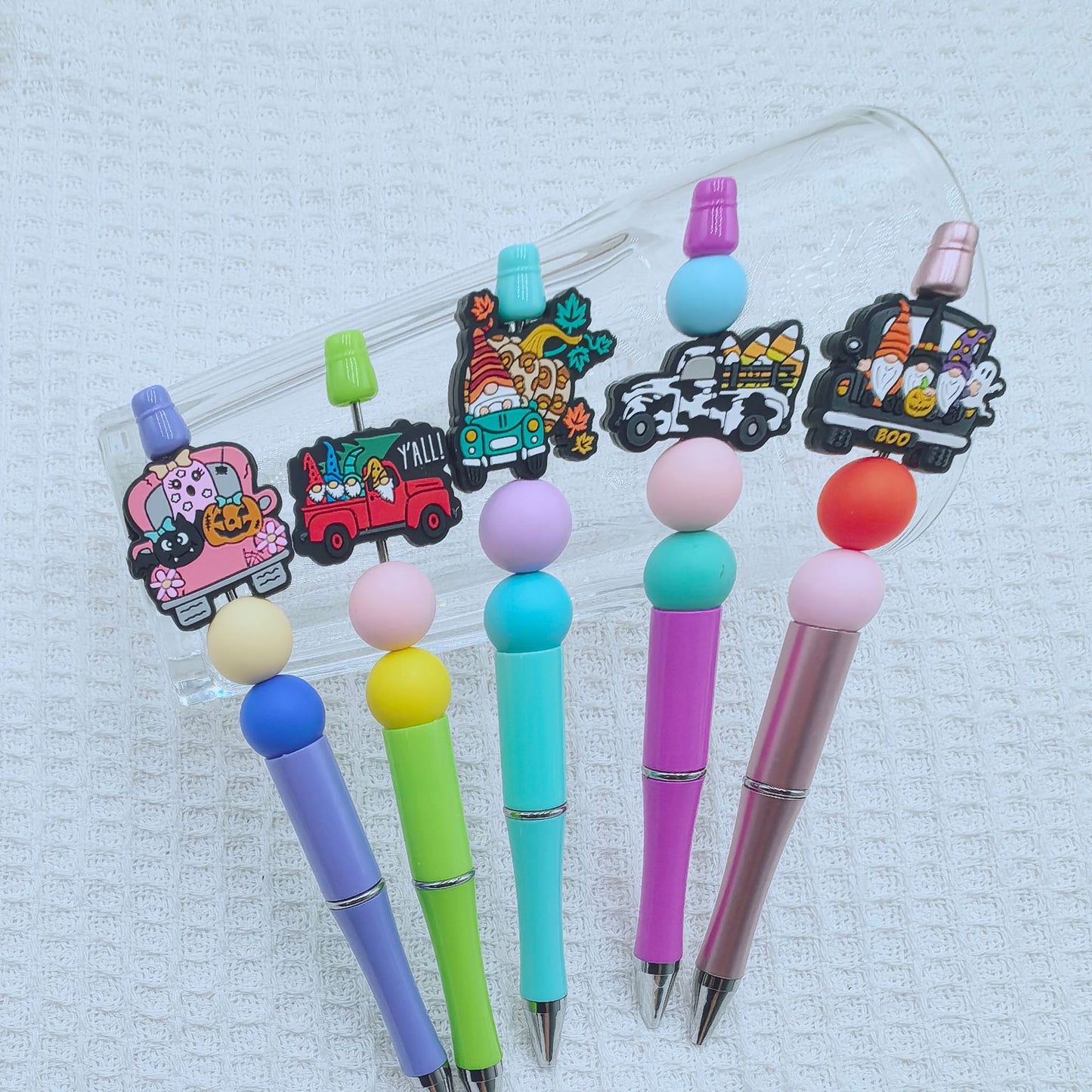 20Pcs Silicone Focal Beads Halloween Car Series Front Facing Design 2