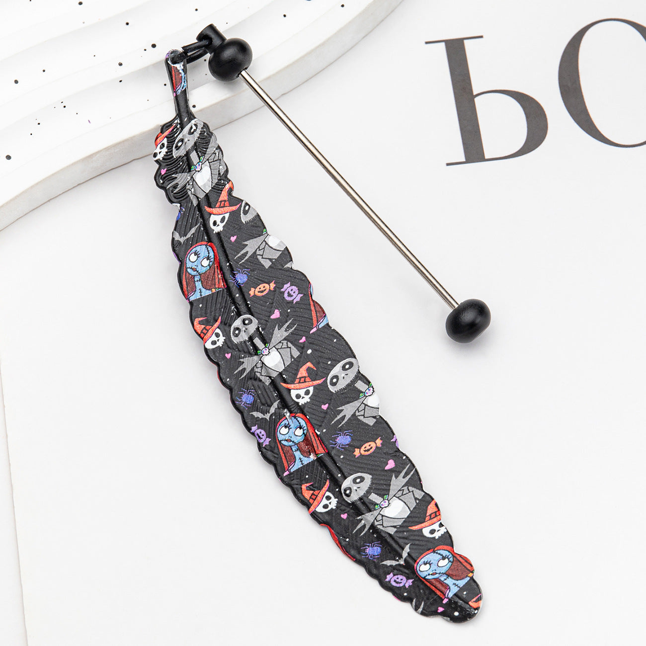 Halloween Christmas Feather Beadable Bookmark Metal DIY Craft Supplies 10