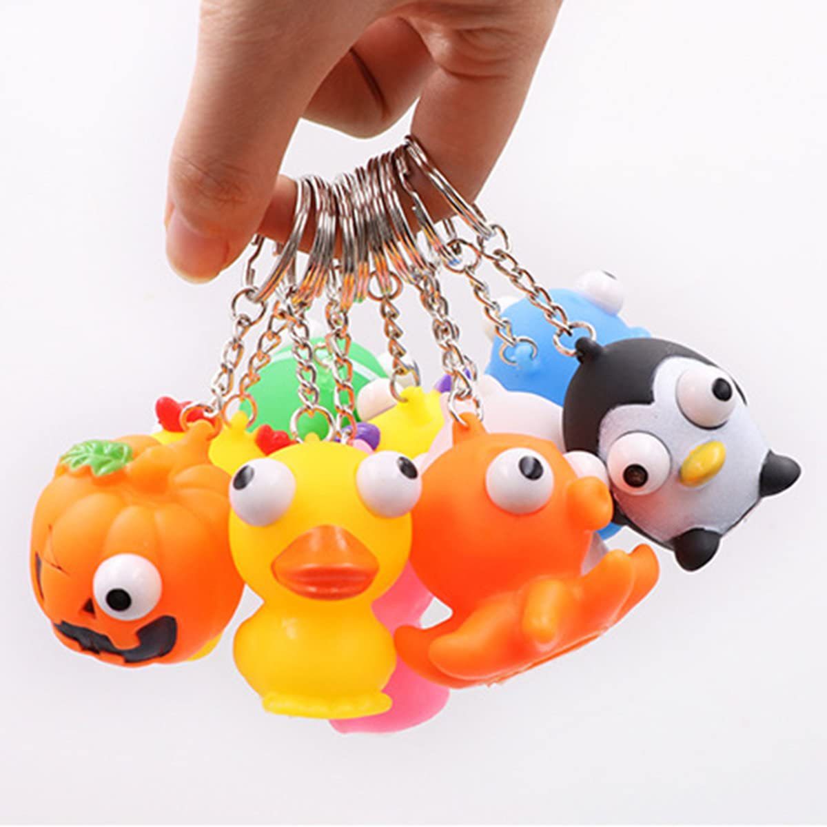 PVC Eyes Popping Out Farm Animal Squeeze Toys Keychains 10 Pack 3
