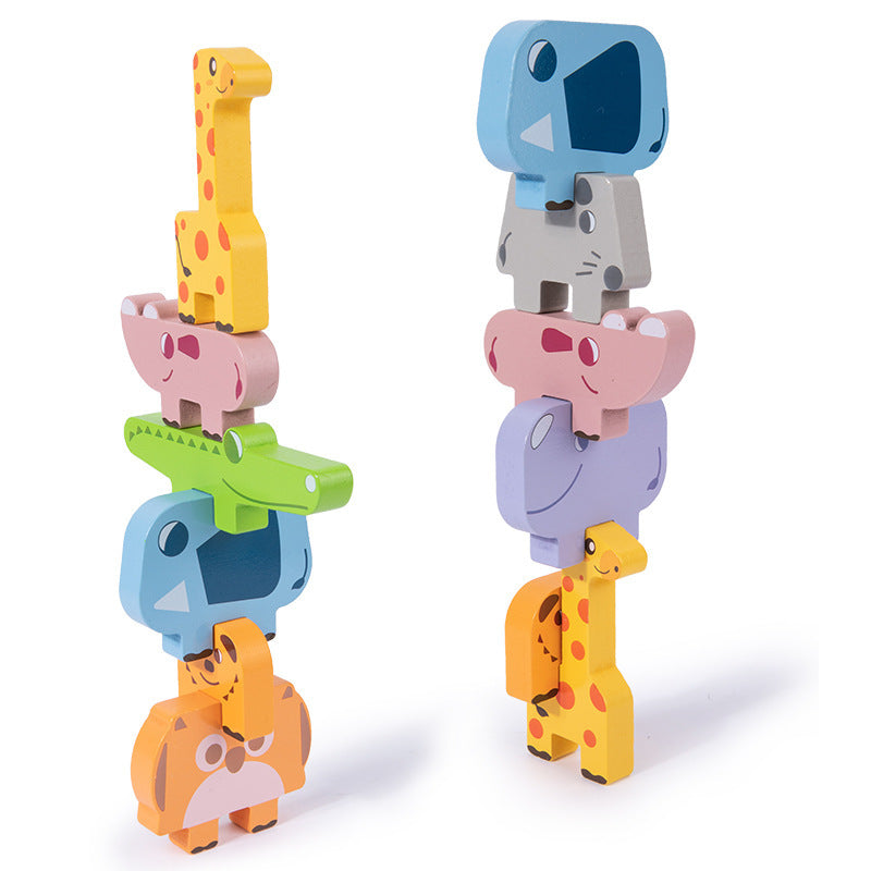 Wooden Animal Stacking Blocks Educational Building Blocks for Babies