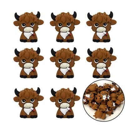Silicone 3D Focal Beads Highland Cattle Front Facing 5
