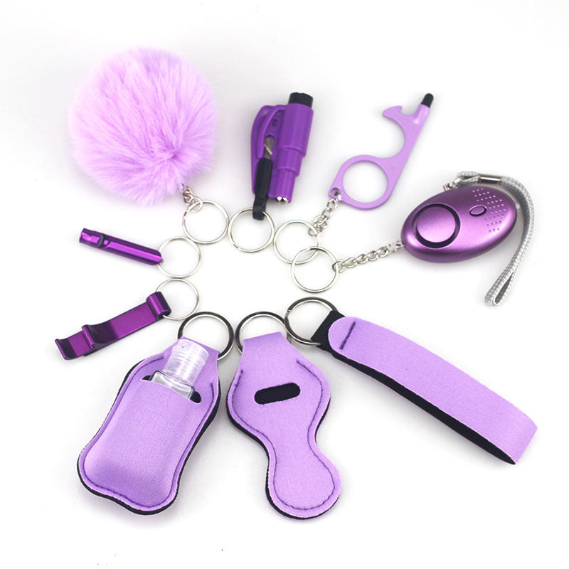 Outdoor Self Defense Alarm Whistle Pompom Keychain 10 Pack 51