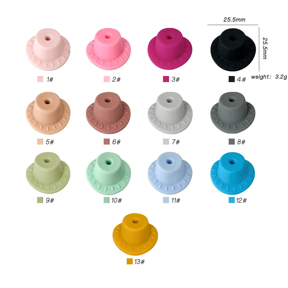 20pcs Silicone Focal Beads Hats Round Brim Design 2