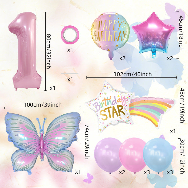 Butterfly Meteor Foil Balloon Set Holiday Party Decoration 3