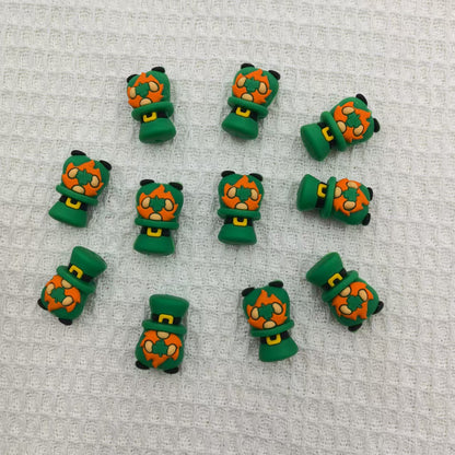 20Pcs Silicone 3D Focal Beads Three Leaf Old Man Green Belt 4
