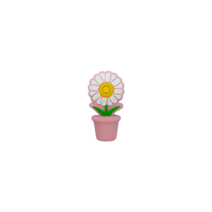 20Pcs 3D Silicone Focal Beads Potted Daisy With Flower Pot 13