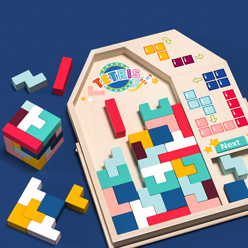 Wooden Tetris Montessori Toys Educational Puzzle for Kids 2