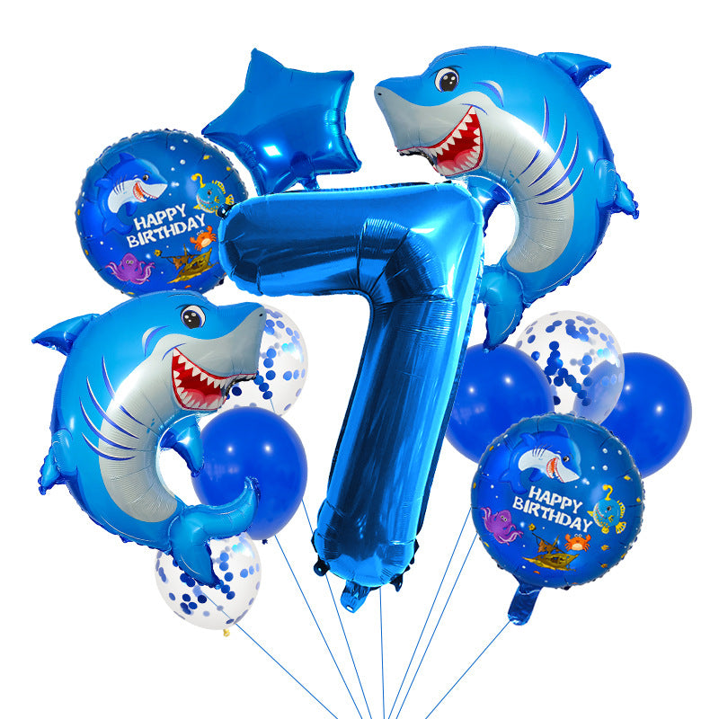 Ocean Shark Foil Balloon Set Kids Birthday Party Decoration 9