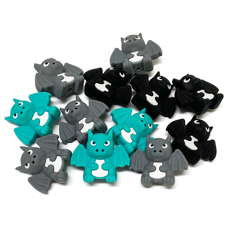 20Pcs Silicone 3D Focal Beads Small Dragon Animal Front Facing 4