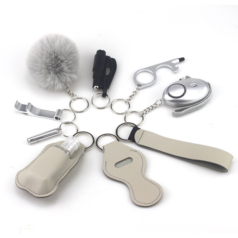 Outdoor Self Defense Alarm Whistle Pompom Keychain 10 Pack 6