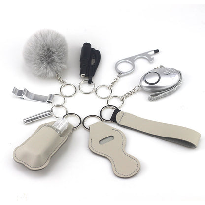 Outdoor Self Defense Alarm Whistle Pompom Keychain 10 Pack 6