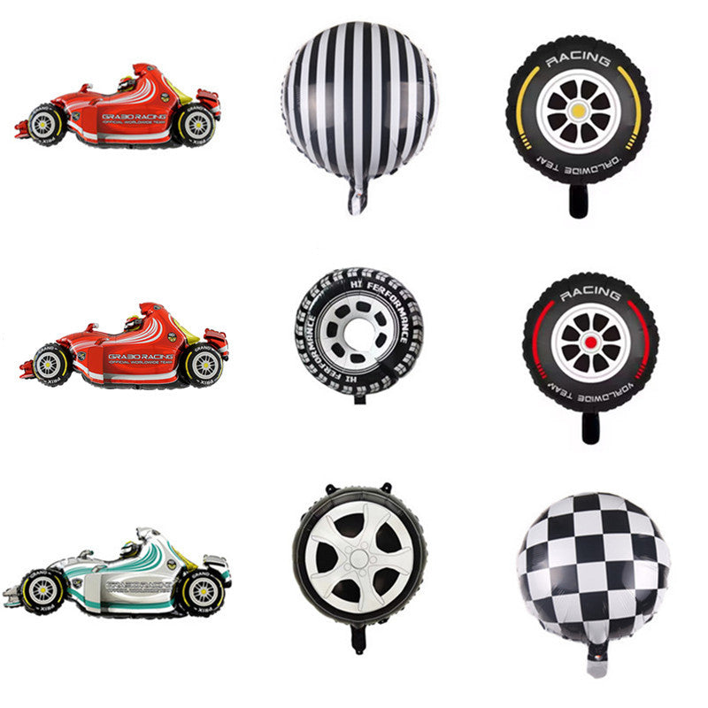 Racing Car and Tire Foil Balloon Set Birthday Party Decoration 5pcs