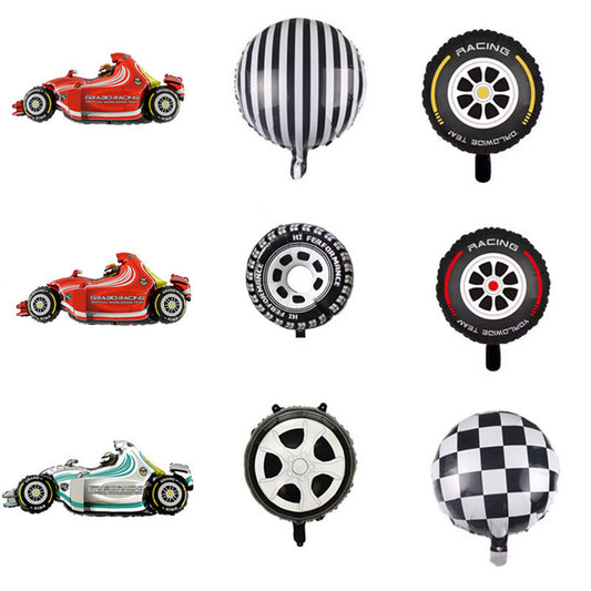 Racing Car and Tire Foil Balloon Set Birthday Party Decoration 5pcs