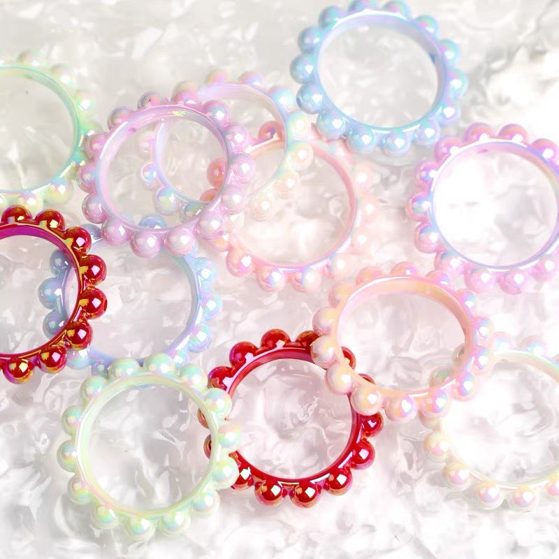 10Pcs 42mm Balsam Pear Ring Lace Acrylic Beads UV Scratch Resistant 2