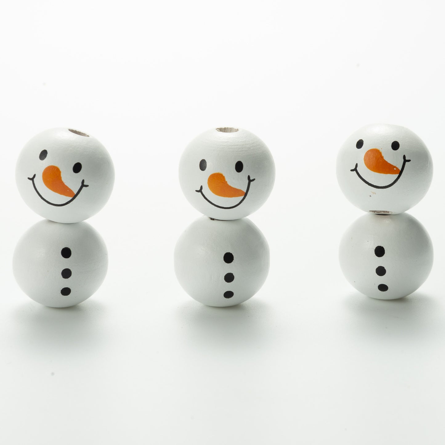 20mm Christmas Snowman Wooden Beads Schima Wood Holiday Craft