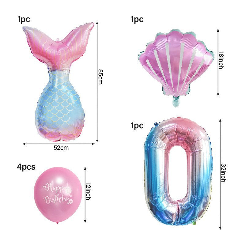 Mermaid Foil Balloon Set Birthday Party Decoration 3