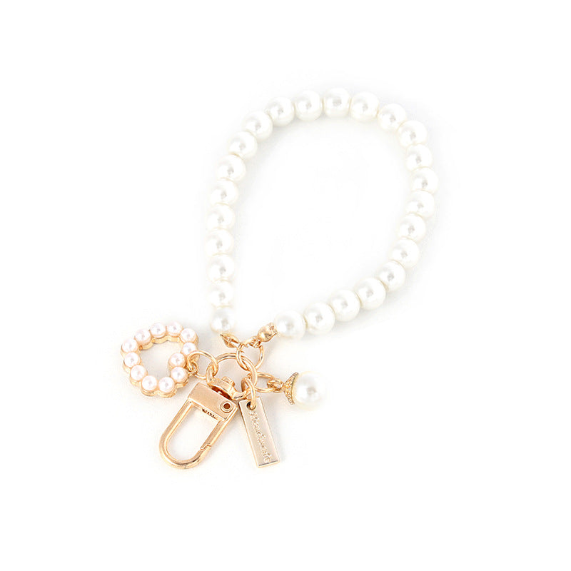 Pearl Love Silicone Bead Wristlet Keychain with Metal Charm 5