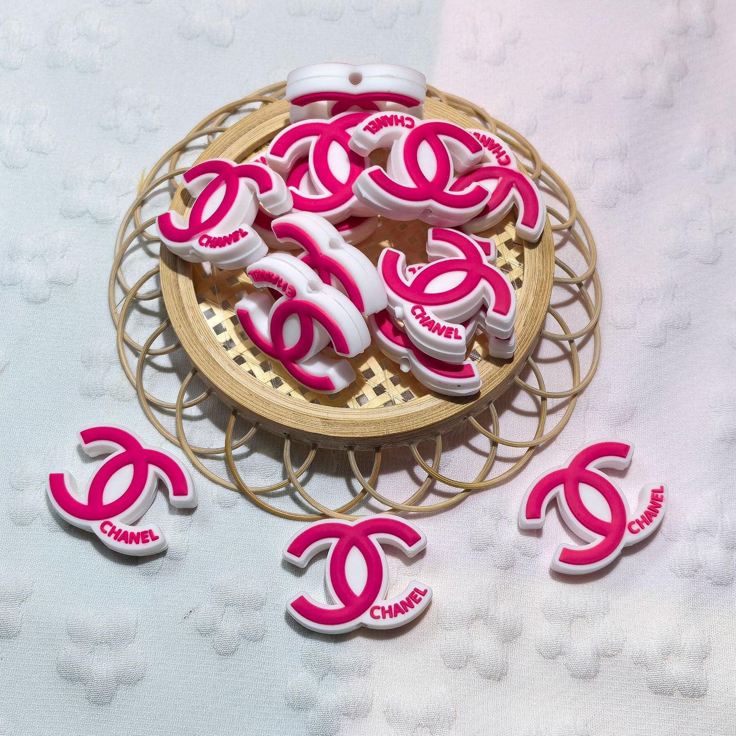 20Pcs Silicone Focal Beads Double C Logo Multi Color Variety 6