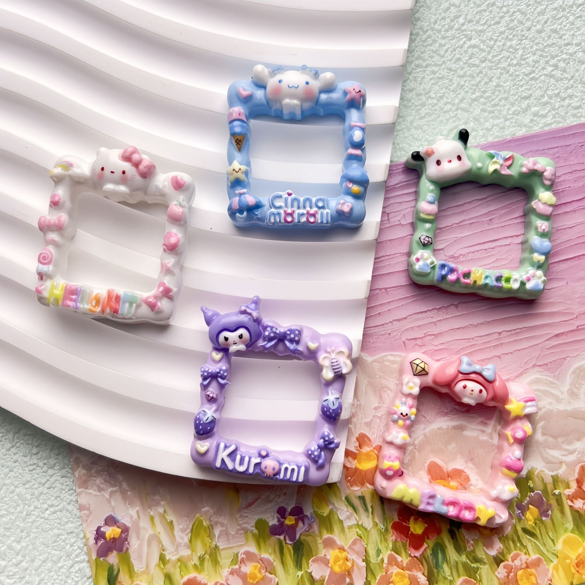10Pcs Cute Photo Frame Acrylic Beads Bright Sanrio DIY Craft 4