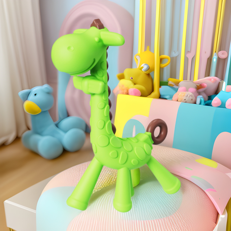 Giraffe Silicone Teether Baby Soothing Toy in Multiple Colors