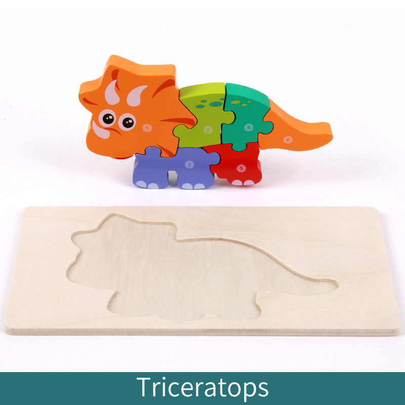 Wooden Building Blocks Animal Traffic Shapes Matching 3D Puzzle Toy 37