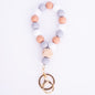 Silicone Bead Bracelet Keychain with Wooden Bead Accent 13